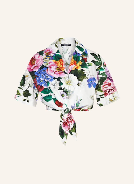 DOLCE & GABBANA Cropped-Bluse WEISS/ GRÜN/ ORANGE