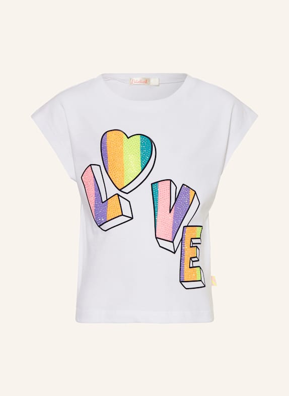 Billieblush T-Shirt mit Schmucksteinen WEISS/ ROSA/ GRÜN