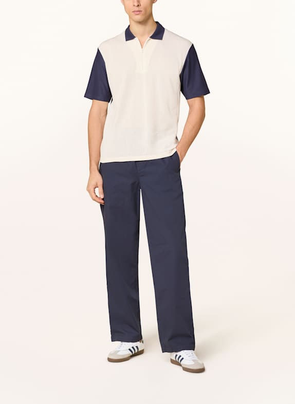 Palmes Poloshirt TEXTURED ZIP POLO DONKERBLAUW / CRÈME