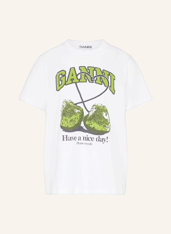 GANNI T-Shirt WEISS/ HELLGRÜN