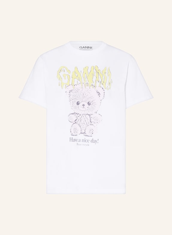 GANNI T-Shirt WEISS/ GELB/ HELLROSA