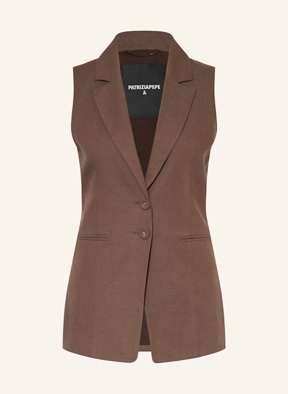 PATRIZIA PEPE Blazerweste GIACCA mit Leinen und Cut-out BRAUN