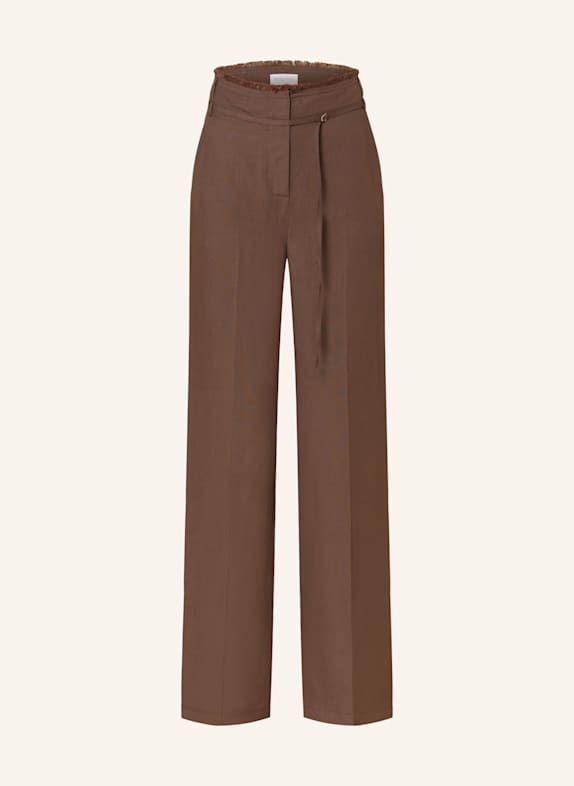 PATRIZIA PEPE Marlenehose PANTALONE mit Leinen DUNKELBRAUN