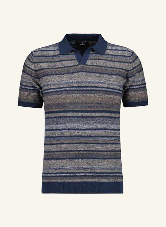 RAGMAN Knitted polo shirt DARK BLUE/ CREAM/ BEIGE