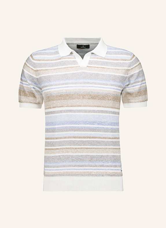 RAGMAN Knitted polo shirt WHITE/ LIGHT BLUE/ BEIGE