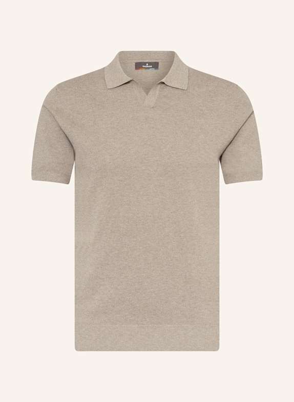 RAGMAN Knitted polo shirt LIGHT BROWN