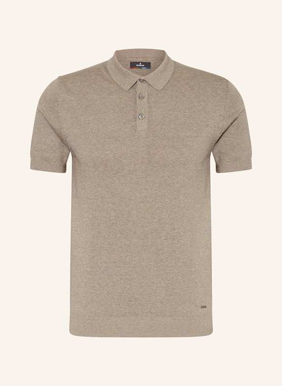 RAGMAN Knitted polo shirt LIGHT BROWN