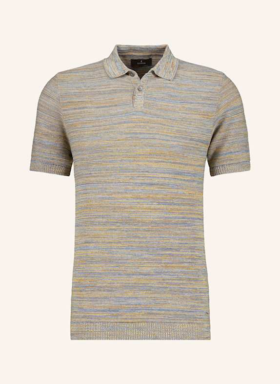 RAGMAN Knitted polo shirt LIGHT BLUE/ ORANGE/ BEIGE