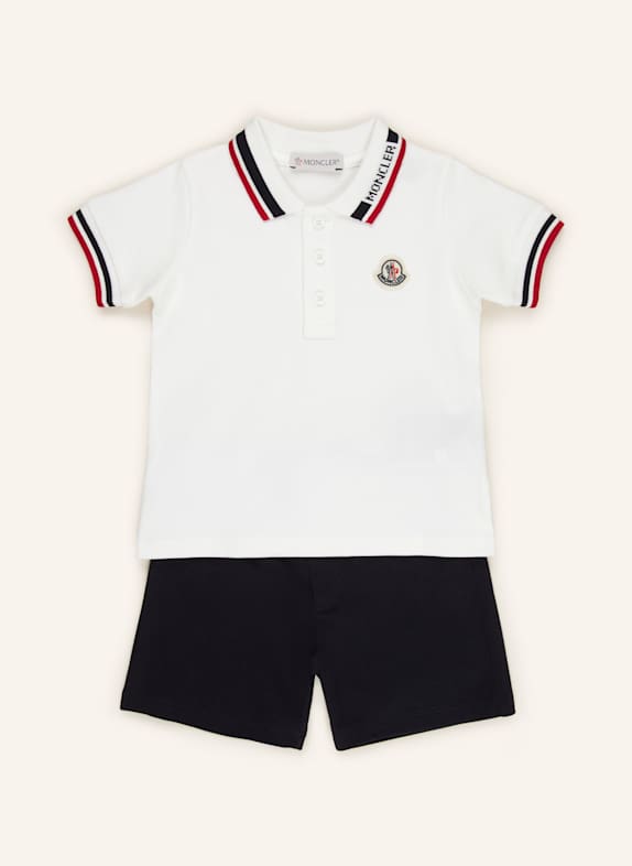 MONCLER enfant Zestaw: Koszulka polo z piki i szorty BIAŁY/ GRANATOWY/ CIEMNOCZERWONY
