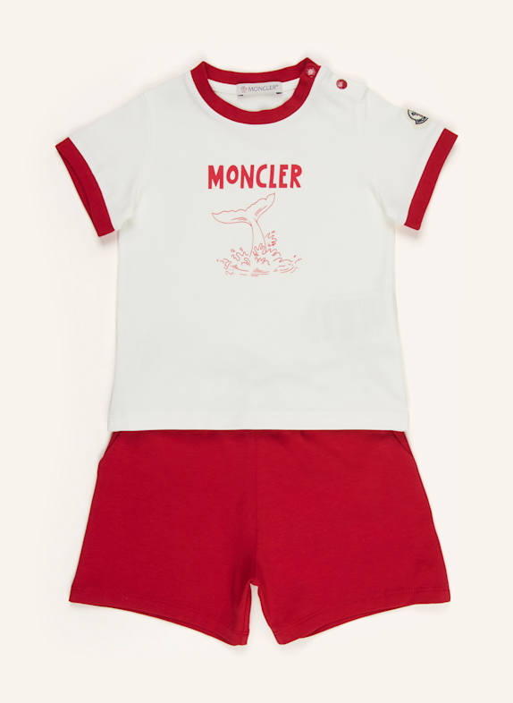 MONCLER enfant Set: T-Shirt und Shorts ECRU/ DUNKELROT