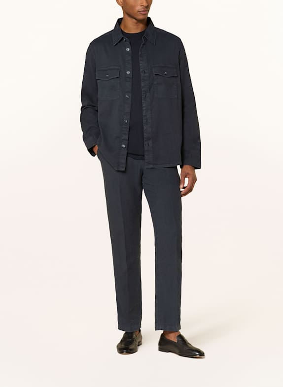 OLYMP Overshirt Casual regular fit med hør MØRKEBLÅ