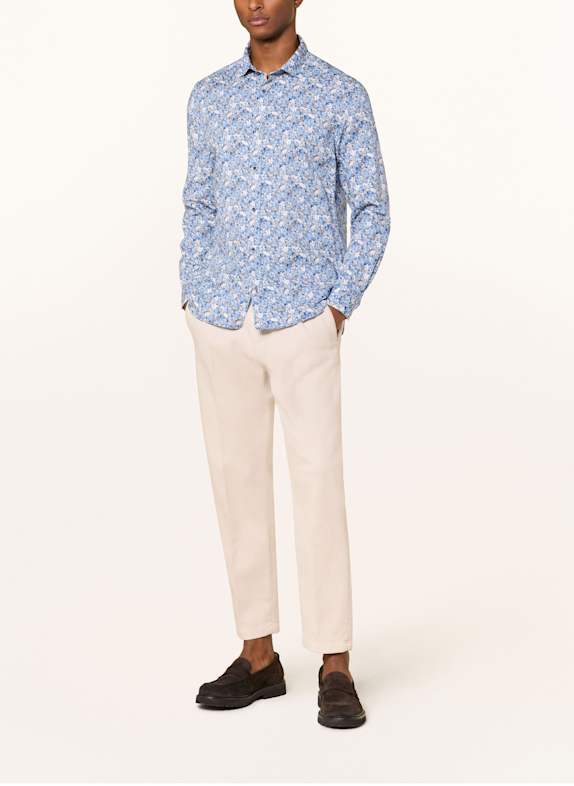 OLYMP Skjorte Casual moderne pasform BLÅ / BEIGE / HVID