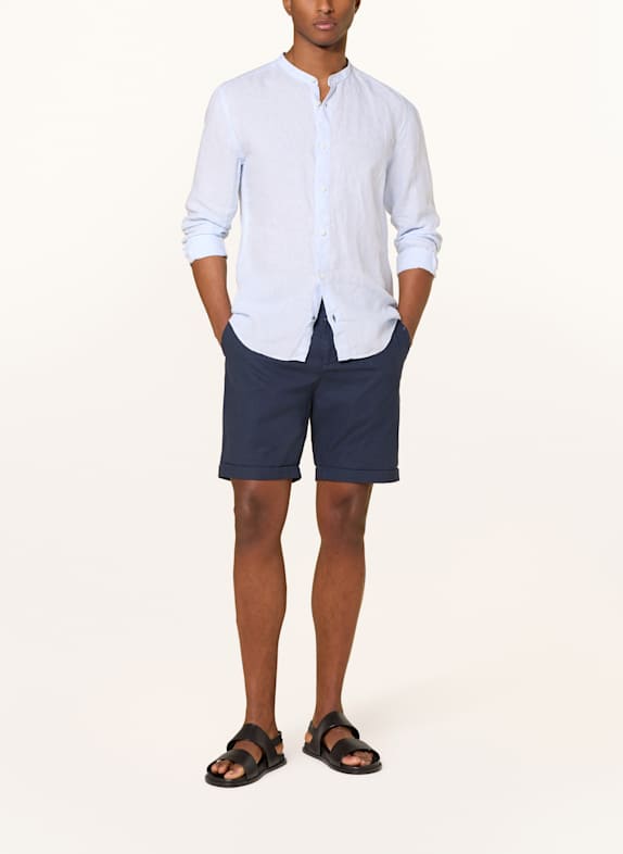 OLYMP Linnedskjorte Casual regular fit med stående krave LYSEBLÅ / HVID