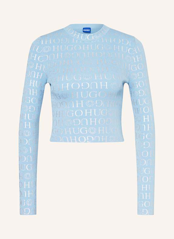 HUGO BLUE Cropped-Pullover SOIL HELLBLAU