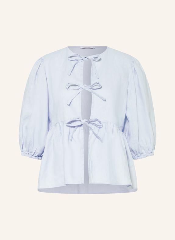 Soluzione Blusenshirt aus Leinen mit 3/4-Arm HELLBLAU