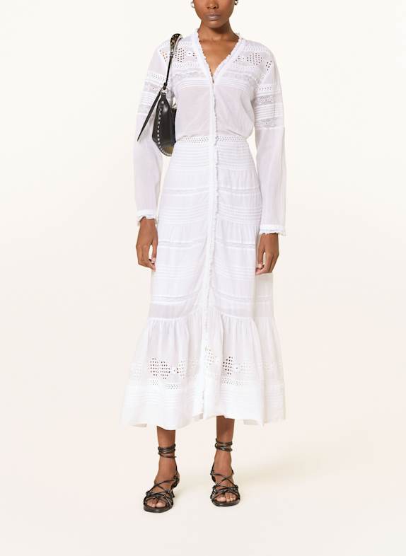 MARANT ÉTOILE Kleid DANIVA mit Rüschen und Lochspitze WEISS