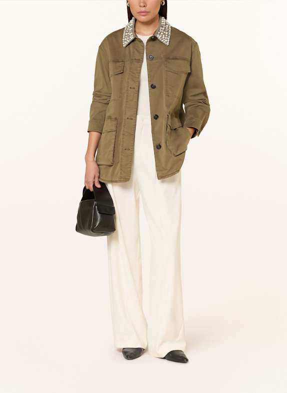 BLONDE No.8 Fieldjacket mit Schmuckperlen KHAKI