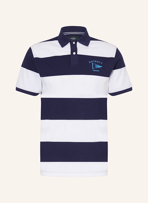 HACKETT LONDON Piqué-Poloshirt Classic Fit WEISS/ DUNKELBLAU