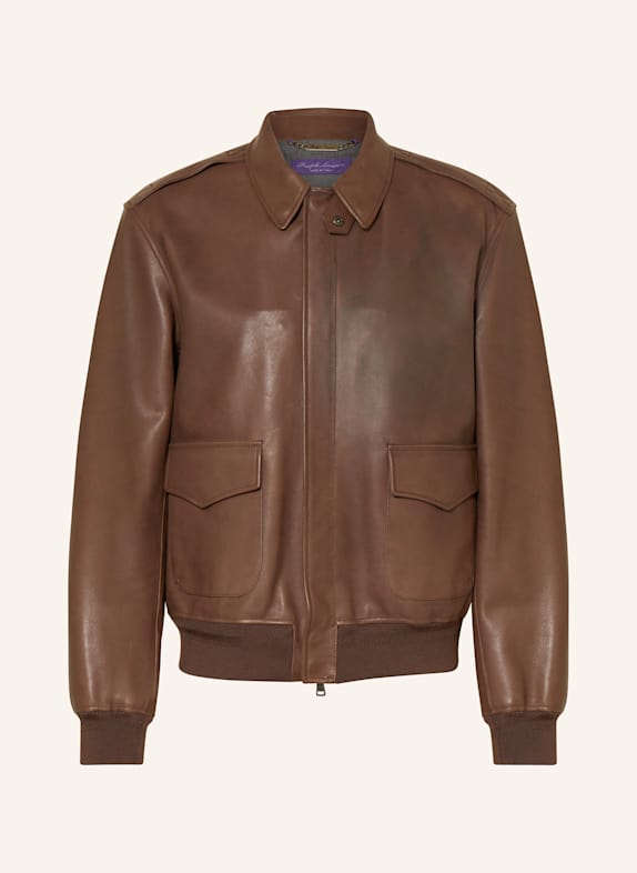 RALPH LAUREN PURPLE LABEL Lederjacke DUNKELBRAUN
