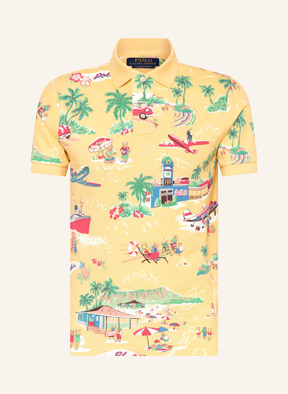 POLO RALPH LAUREN Piqué polo shirt custom slim fit YELLOW/ RED/ GREEN