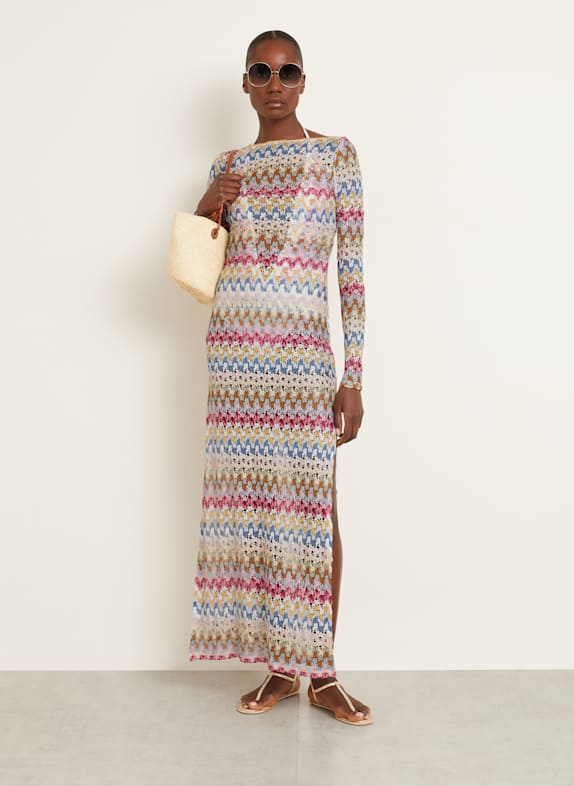 MISSONI Beach dress with glitter thread GOLD/ WHITE/ FUCHSIA