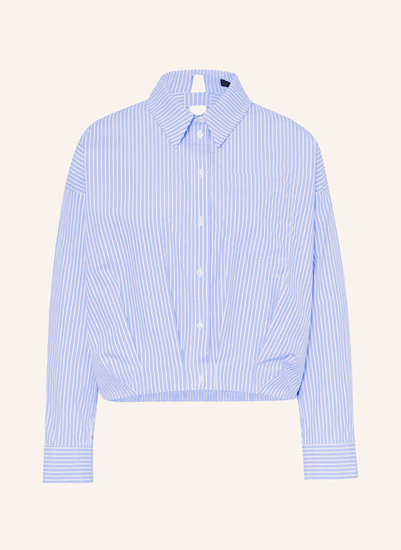 oui Shirt blouse with cut-out LIGHT BLUE/ WHITE