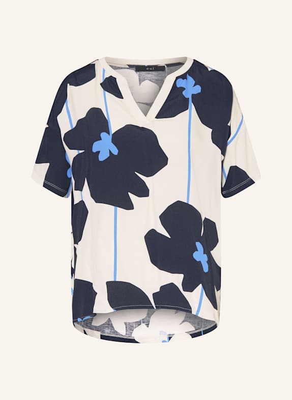 oui Shirt blouse in mixed materials DARK BLUE/ CREAM/ LIGHT BLUE