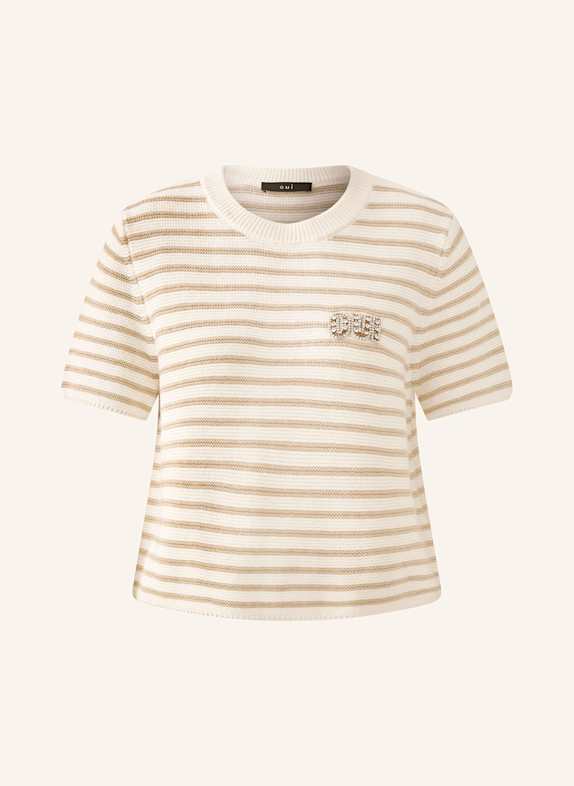 oui Knit shirt with decorative gems CREAM/ BEIGE