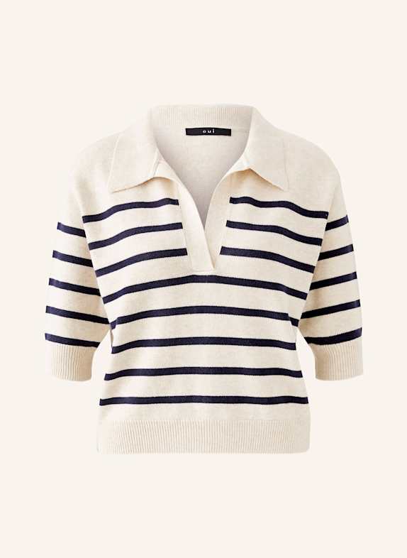 oui Knit shirt CREAM/ DARK BLUE
