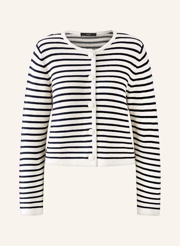 oui Strickjacke WEISS/ DUNKELBLAU