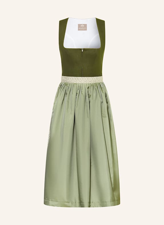 BERWIN & WOLFF Dirndl mit Leinen DUNKELGRÜN/ CREME
