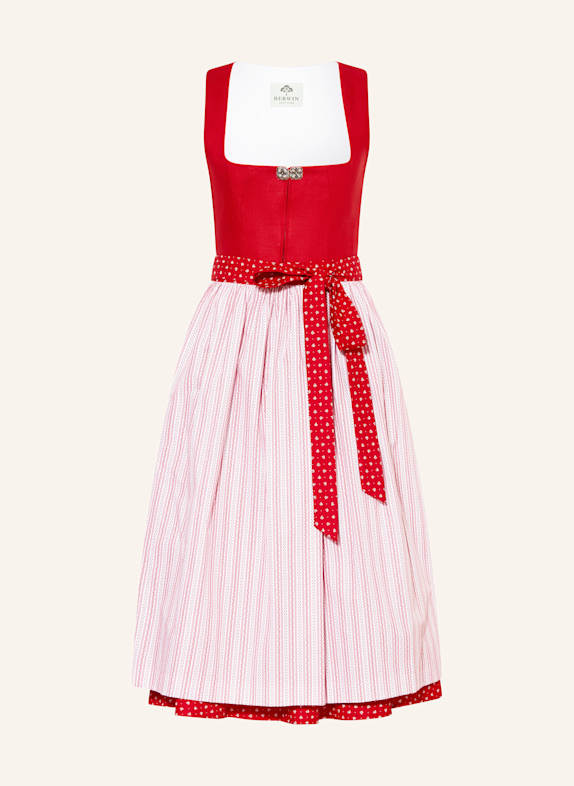 BERWIN & WOLFF Dirndl mit Leinen ROT/ WEISS