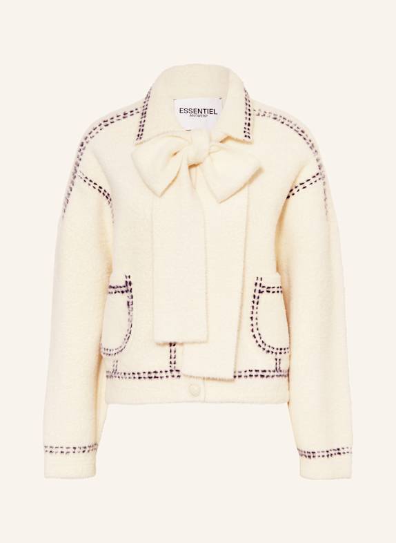 ESSENTIEL ANTWERP Faux fur jacket CREAM/ DARK BLUE