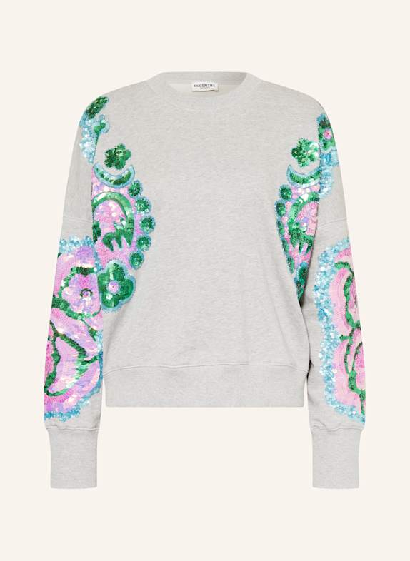 ESSENTIEL ANTWERP HECRAZY sweatshirt with sequins GRAY/ GREEN/ PINK