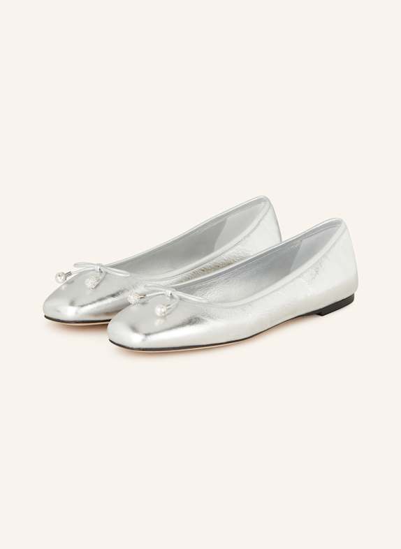 JIMMY CHOO Ballerinas ELME mit Schmuckperlen SILBER