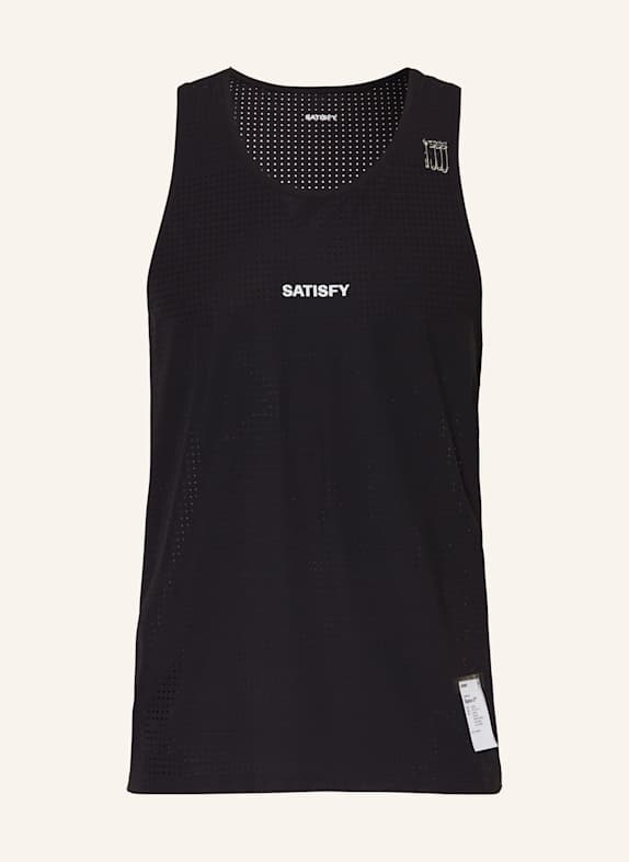 SATISFY Lauftop SPACE-O™ SINGLET SCHWARZ
