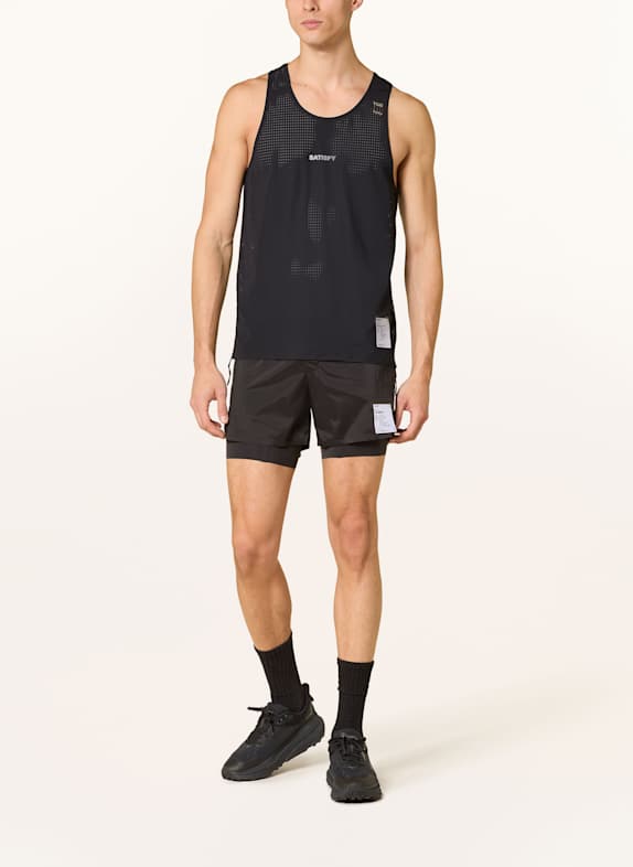 SATISFY 2-in-1 hardloopshort TECHSILK™ 8" ZWART