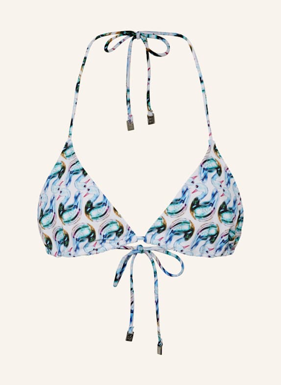 TORY BURCH Triangel-Bikini-Top WEISS/ HELLBLAU/ NEONTÜRKIS