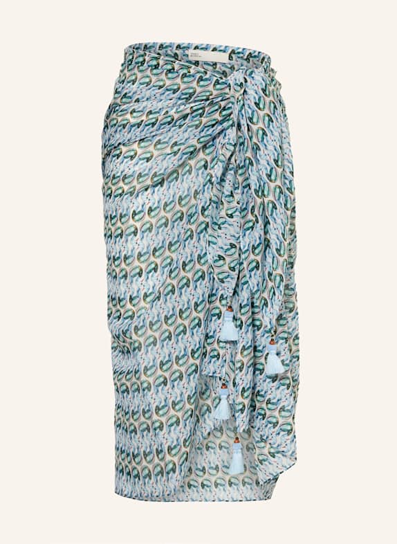 TORY BURCH Pareo mit Seide WEISS/ BLAU/ GRÜN