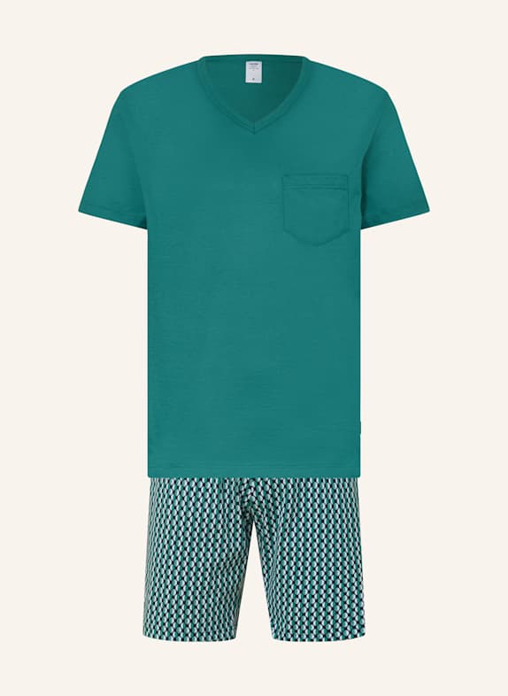 CALIDA Shorty-Schlafanzug RELAX IMPRINT DUNKELGRÜN