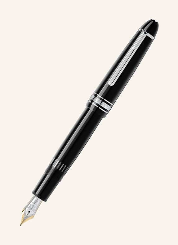 MONTBLANC Kolbenfüllfederhalter MEISTERSTÜCK LE GRAND PLATINUM LINE SCHWARZ / SILBER
