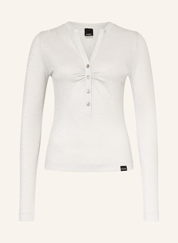 PINKO Longsleeve mit Glitzergarn SILBER