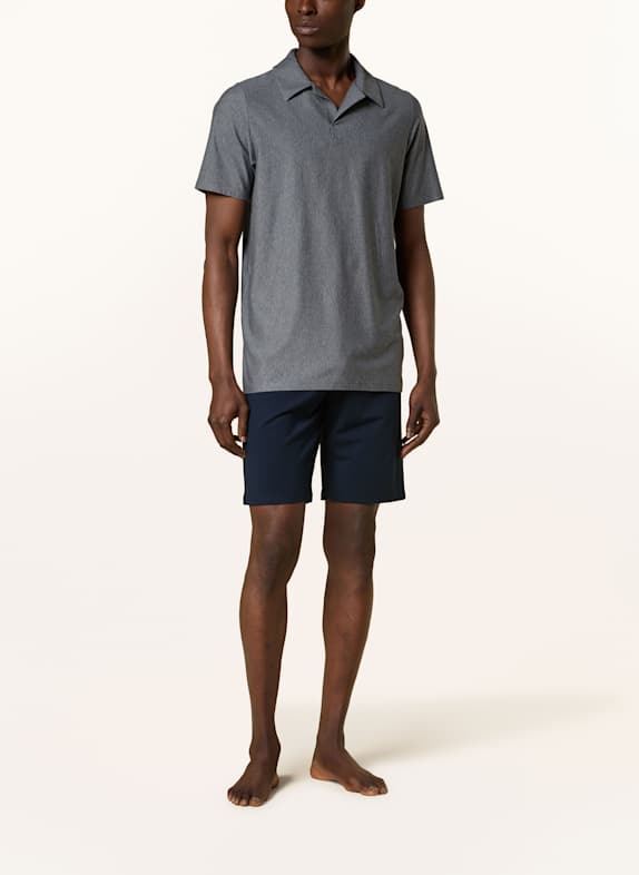 SCHIESSER Shorty-pyjamas SELECTED PREMIUM JACQUARD MÖRKBLÅ / GRÅ