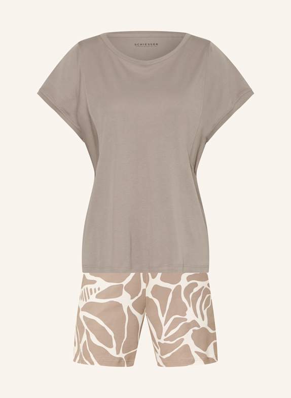 SCHIESSER Shorty-Schlafanzug MODERN NIGHTWEAR TAUPE/ ECRU