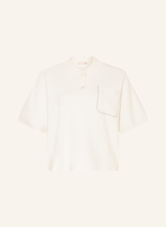 LIU JO Piqué-Poloshirt mit Schmuckperlen ECRU
