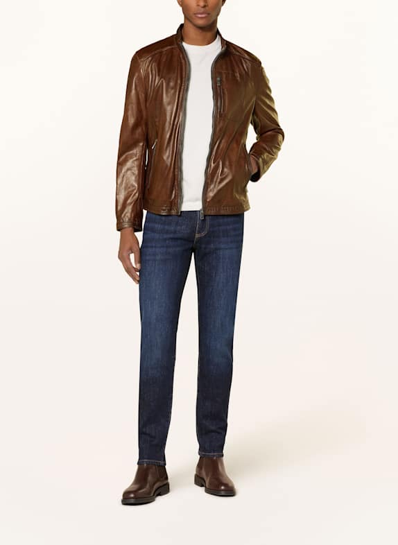 MILESTONE Leren jas MS JUMMPER MARRON FONCÉ