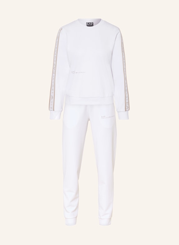 EA7 EMPORIO ARMANI zestaw: Bluza nierozpinana i spodnie dresowe NATURAL VENTUS7 BIAŁY/ BEŻOWY