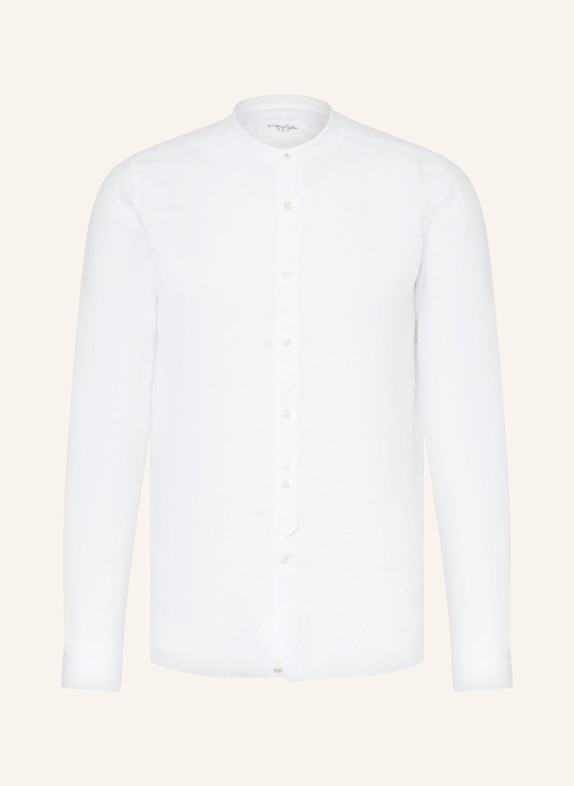 tintoria mattei Leinenhemd Slim Fit mit Stehkragen WEISS