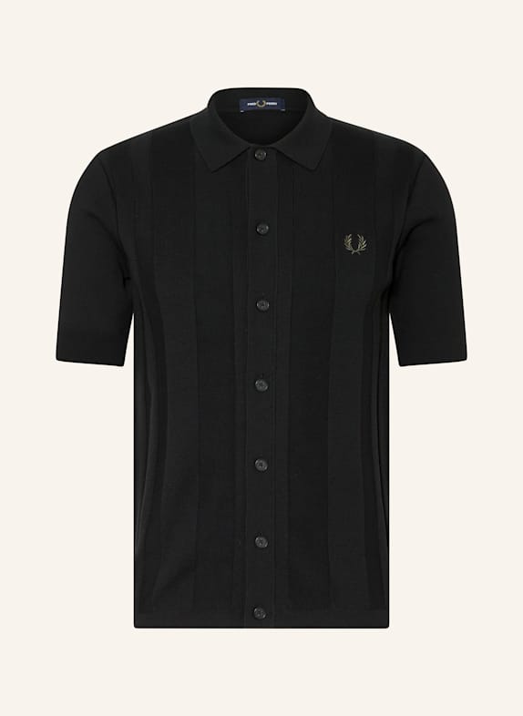 FRED PERRY Strickhemd Regular Fit SCHWARZ