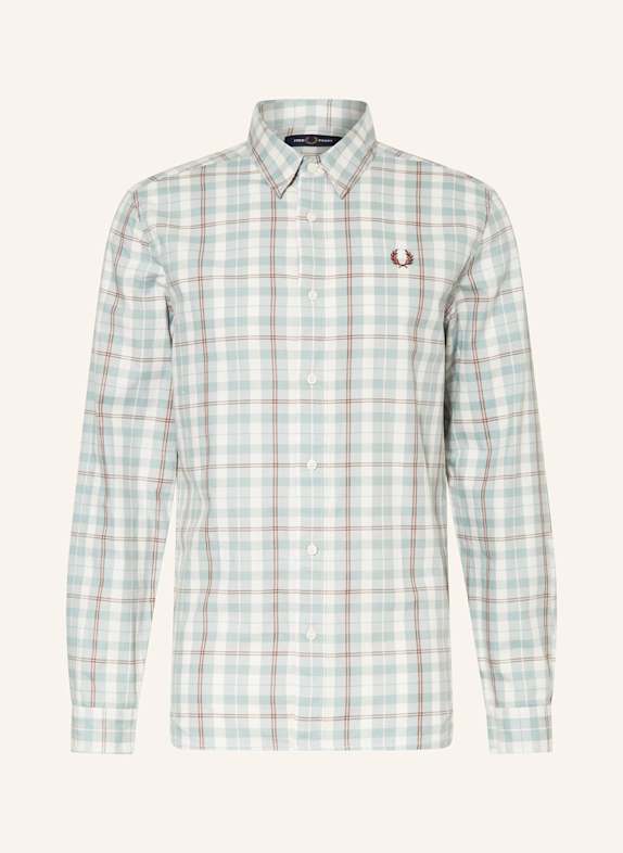 FRED PERRY Hemd Regular Fit WEISS/ MINT/ BRAUN